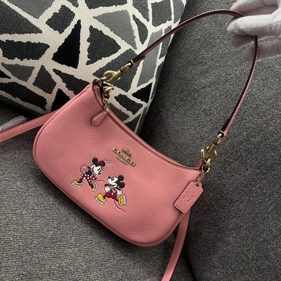 NWT COACH CM858 Disney X Coach Teri Shoulder Bag w Ice Skate Motif Blush Multi - Picture 4 of 7